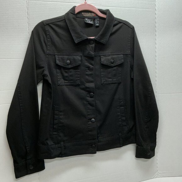 XS Denim Jacket Black Women With Control PTP:18.50" - Picture 2 of 11